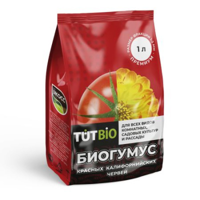 Биогумус TUT хороший урожай, 1,0л, гранулы ЭКОСС-35. TUT BIO (Агроуспех) (уп. 15шт.)