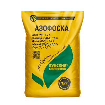Азофоска (NPK 16:16:16),  1кг. БХЗ